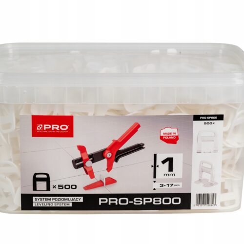 SYSTEM POZIOMUJĄCY PRO-SP 800 1MM KLIPSY 500 SZT WIADRO 10L