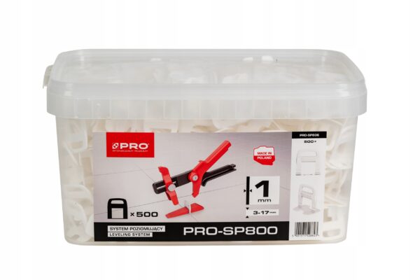 SYSTEM POZIOMUJĄCY PRO-SP 800 1MM KLIPSY 500 SZT WIADRO 10L