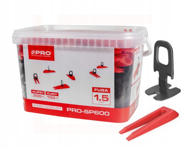 SYSTEM POZIOMUJĄCY PRO-SP600 1,5MM MIX - KLIPSY/KLINY 300/100 SZT + WIADRO