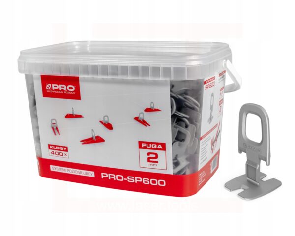 SYSTEM POZIOMUJĄCY PRO-SP 600 2MM KLIPSY 400 SZT + WIADRO 5L
