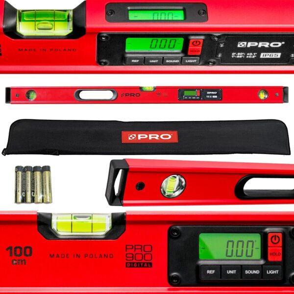 POZIOMNICA ELEKTRONICZNA IP65, PRO900 DIGITAL 100 CM CZERWONA (Z POKROWCEM)