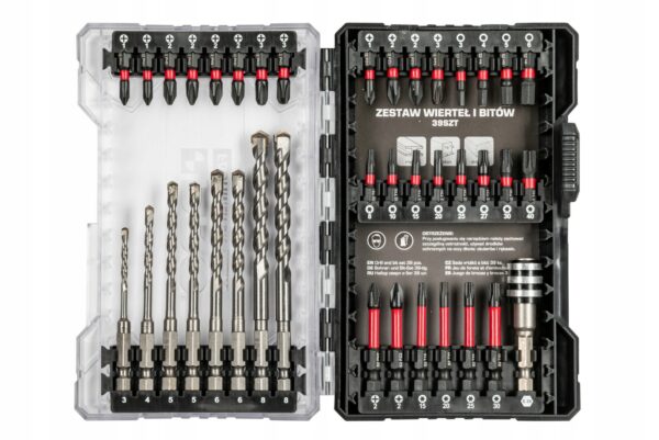 ZESTAW WIERTEŁ I BITÓW - 39SZT