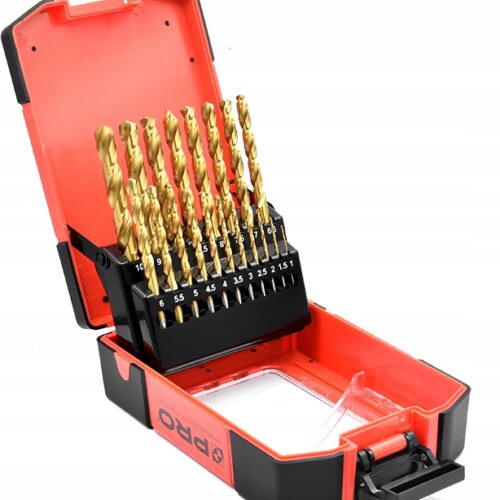 PRO Zestaw wierteł tytanowych WZ-HSS-TIN19 do metalu HSS 19 sztuk