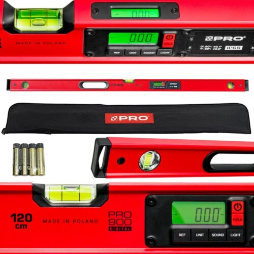 POZIOMNICA ELEKTRONICZNA IP65, PRO900 DIGITAL 120 CM CZERWONA (Z POKROWCEM)