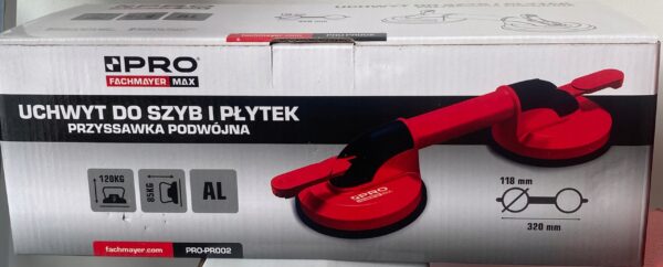 UCHWYT DO SZYB I PŁYTEK PRZYSSAWKA PODWÓJNA 120KG