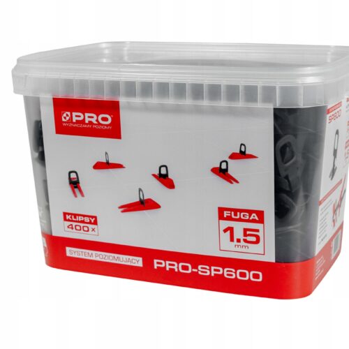 SYSTEM POZIOMUJĄCY PRO-SP 600 1,5MM KLIPSY 800 SZT + WIADRO 10L