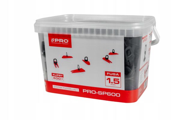 SYSTEM POZIOMUJĄCY PRO-SP 600 1,5MM KLIPSY 800 SZT + WIADRO 10L