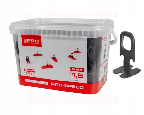SYSTEM POZIOMUJĄCY PRO-SP 600 1,5MM KLIPSY 400 SZT + WIADRO 5L