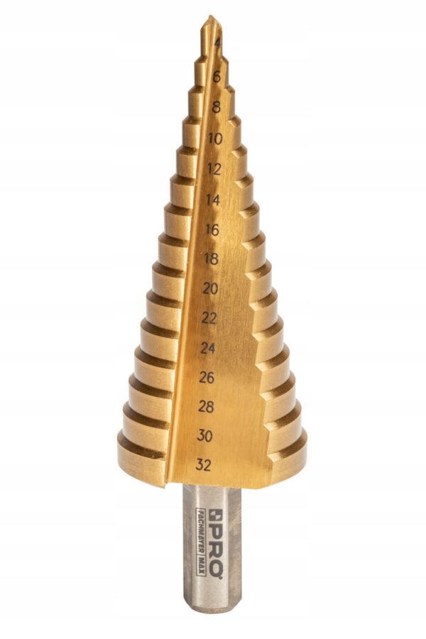 WIERTŁO STOPNIOWE TYTANOWANE HSS M2 TIN 4-32 MM