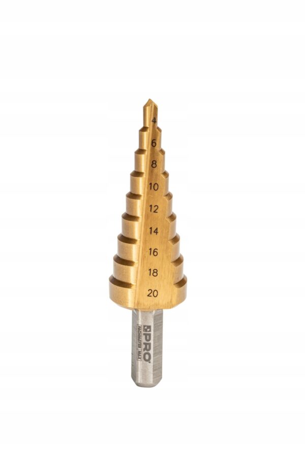 WIERTŁO STOPNIOWE TYTANOWANE HSS M2 TIN 4-20 MM