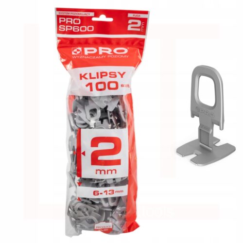 SYSTEM POZIOMUJĄCY PRO-SP 600 2MM KLIPSY 100 SZT WOREK
