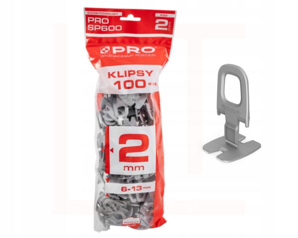 SYSTEM POZIOMUJĄCY PRO-SP 600 2MM KLIPSY 100 SZT WOREK
