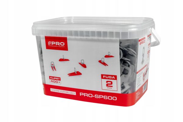 SYSTEM POZIOMUJĄCY PRO-SP 600 2MM KLIPSY 800 SZT + WIADRO 10L