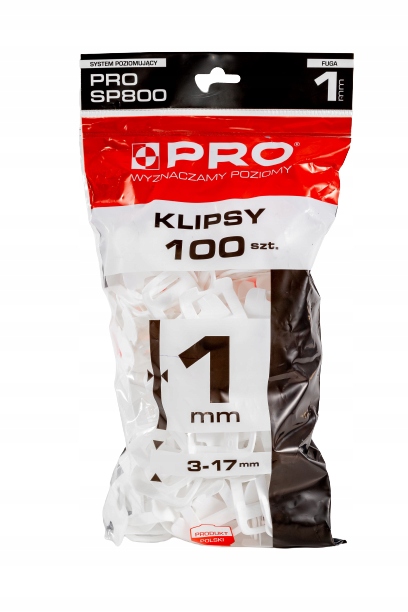 SYSTEM POZIOMUJĄCY PRO-SP 800 1MM KLIPSY 100 SZT WOREK