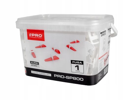 SYSTEM POZIOMUJĄCY PRO-SP 800 1MM KLIPSY 250 SZT WIADRO 5L