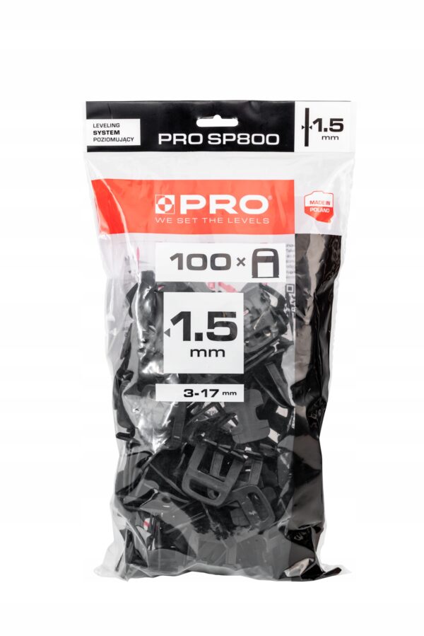 SYSTEM POZIOMUJĄCY PRO-SP 800 1,5MM KLIPSY 100 SZT WOREK