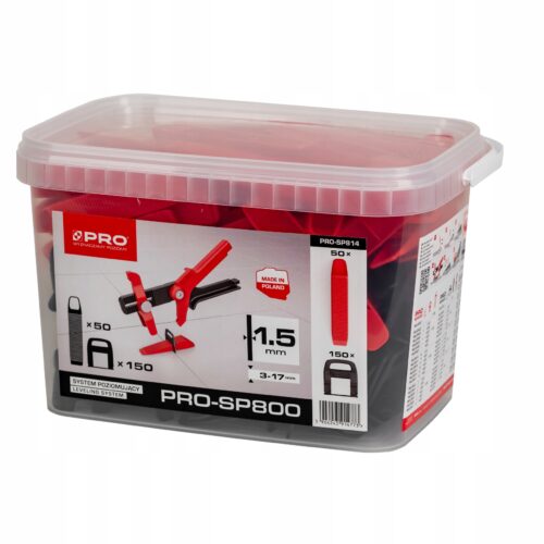 SYSTEM POZIOMUJĄCY PRO-SP 800 1,5MM MIX - KLIPSY/KLINY 150/50 SZT WIADRO 5L