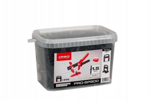 SYSTEM POZIOMUJĄCY PRO-SP 800 1,5MM KLIPSY 250 SZT WIADRO 5L