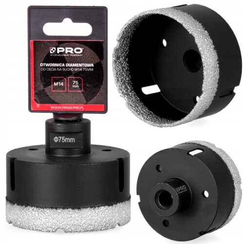 OTWORNICA DIAMENTOWA DO CIĘCIA NA SUCHO M14 75MM WA-HS-D75M14