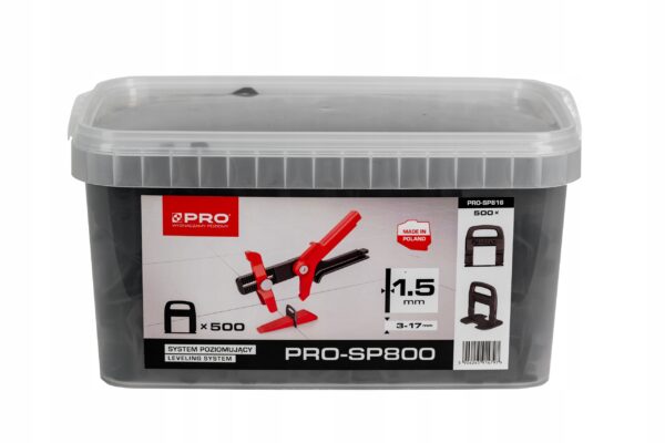 SYSTEM POZIOMUJĄCY PRO-SP 800 1,5MM KLIPSY 500 SZT WIADRO 10L