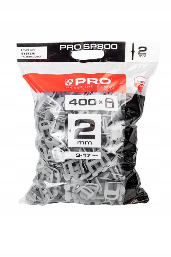 SYSTEM POZIOMUJĄCY PRO-SP 800 2MM KLIPSY 400 SZT WOREK