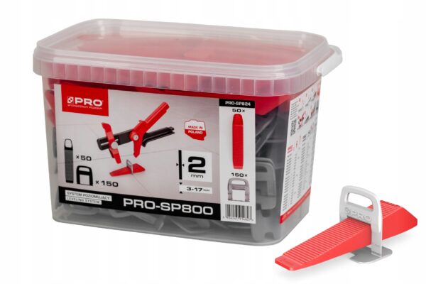 SYSTEM POZIOMUJĄCY PRO-SP 800 2MM MIX - KLIPSY /KLINY 150/50 SZT WIADRO 5L