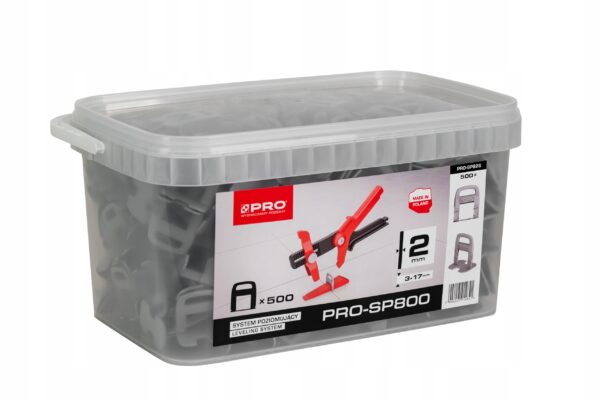 SYSTEM POZIOMUJĄCY PRO-SP 800 2MM KLIPSY 500 SZT WIADRO 10L