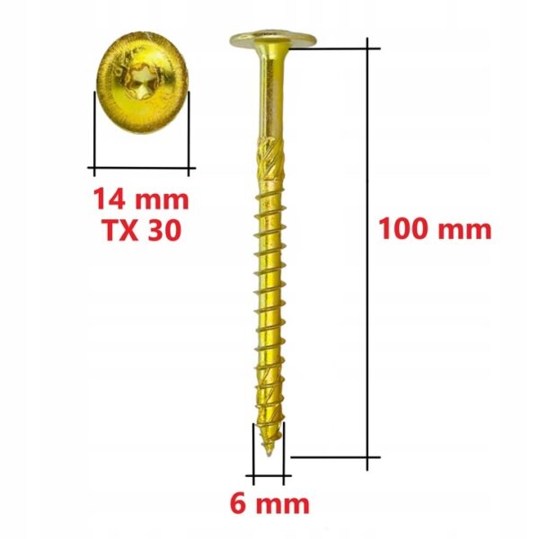 WKRĘT KONSTRUK. Z ŁBEM POD. I GNIAZDEM TX 6,0 x100 /100SZT./ WKRĘT-MET