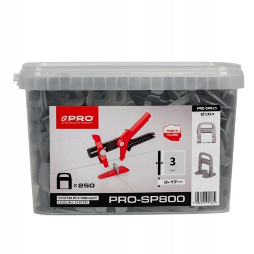 SYSTEM POZIOMUJĄCY PRO-SP 800 3MM KLIPSY 250 SZT WIADRO 5L
