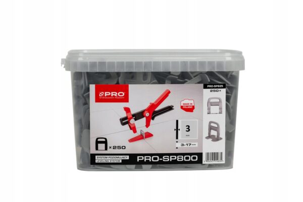 SYSTEM POZIOMUJĄCY PRO-SP 800 3MM KLIPSY 250 SZT WIADRO 5L
