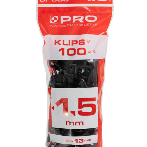 SYSTEM POZIOMUJĄCY PRO-SP600 1,5MM KLIPSY 100 SZT WOREK