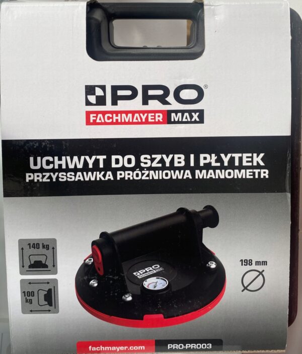 UCHWYT DO SZYB I PŁYTEK PRZYSSAWKA PRÓŻNIOWA MANOMETR 140KG