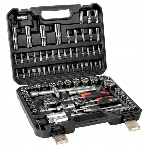 ZESTAW KLUCZY NASADOWYCH Z GRZECHOTKAMI 1/2" i 1/4" 94 SZT CRV