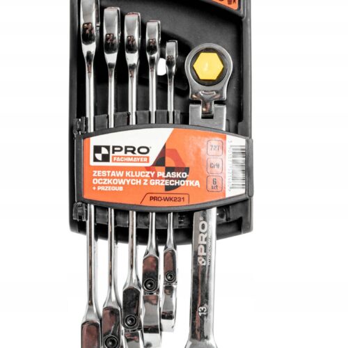PRO ZESTAW KLUCZY PŁASKOOCZKOWYCH Z GRZECHOTKĄ I PRZEGUBEM 6szt PRO-WK231