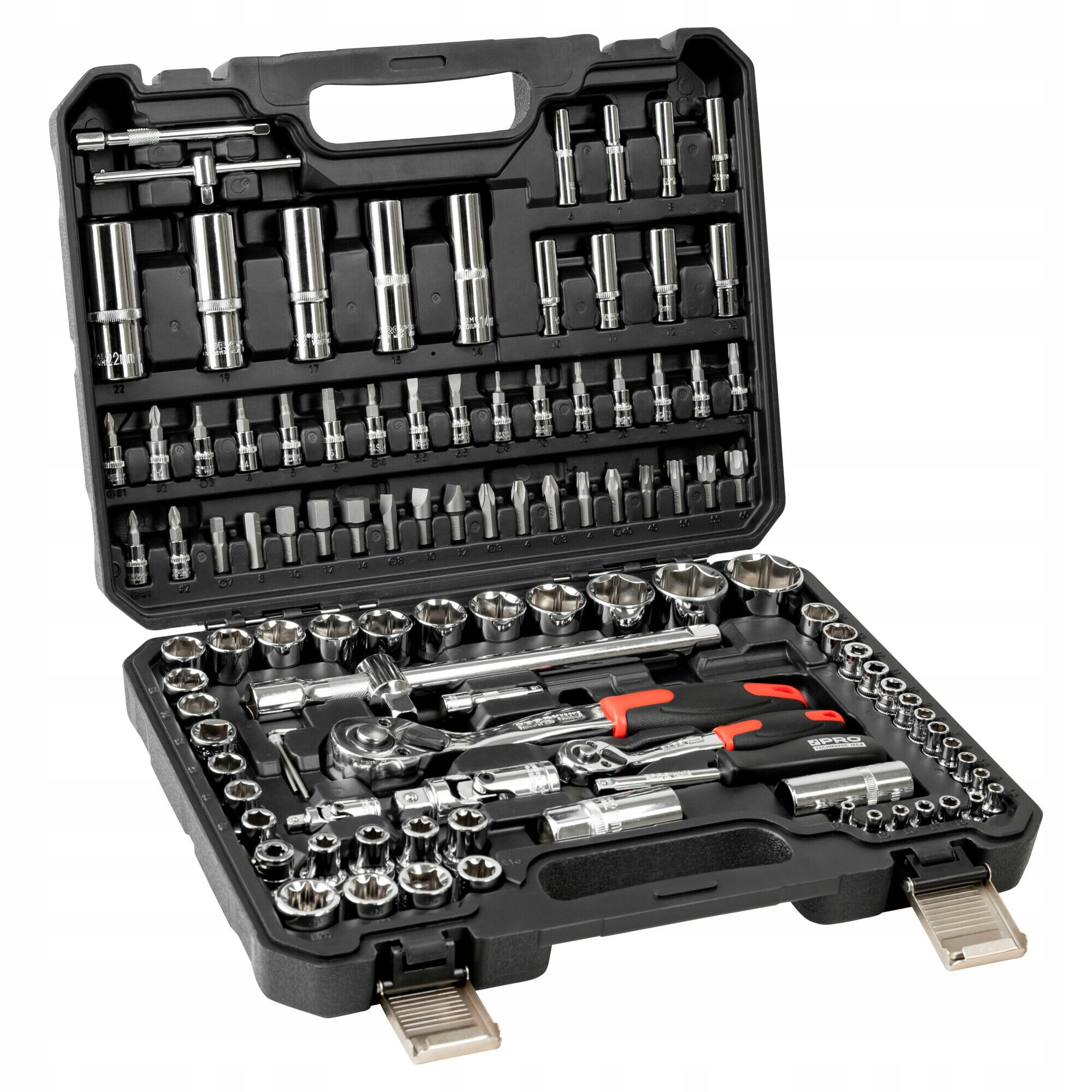 ZESTAW KLUCZY NASADOWYCH Z GRZECHOTKAMI 1/2" i 1/4" 108 SZT CRV