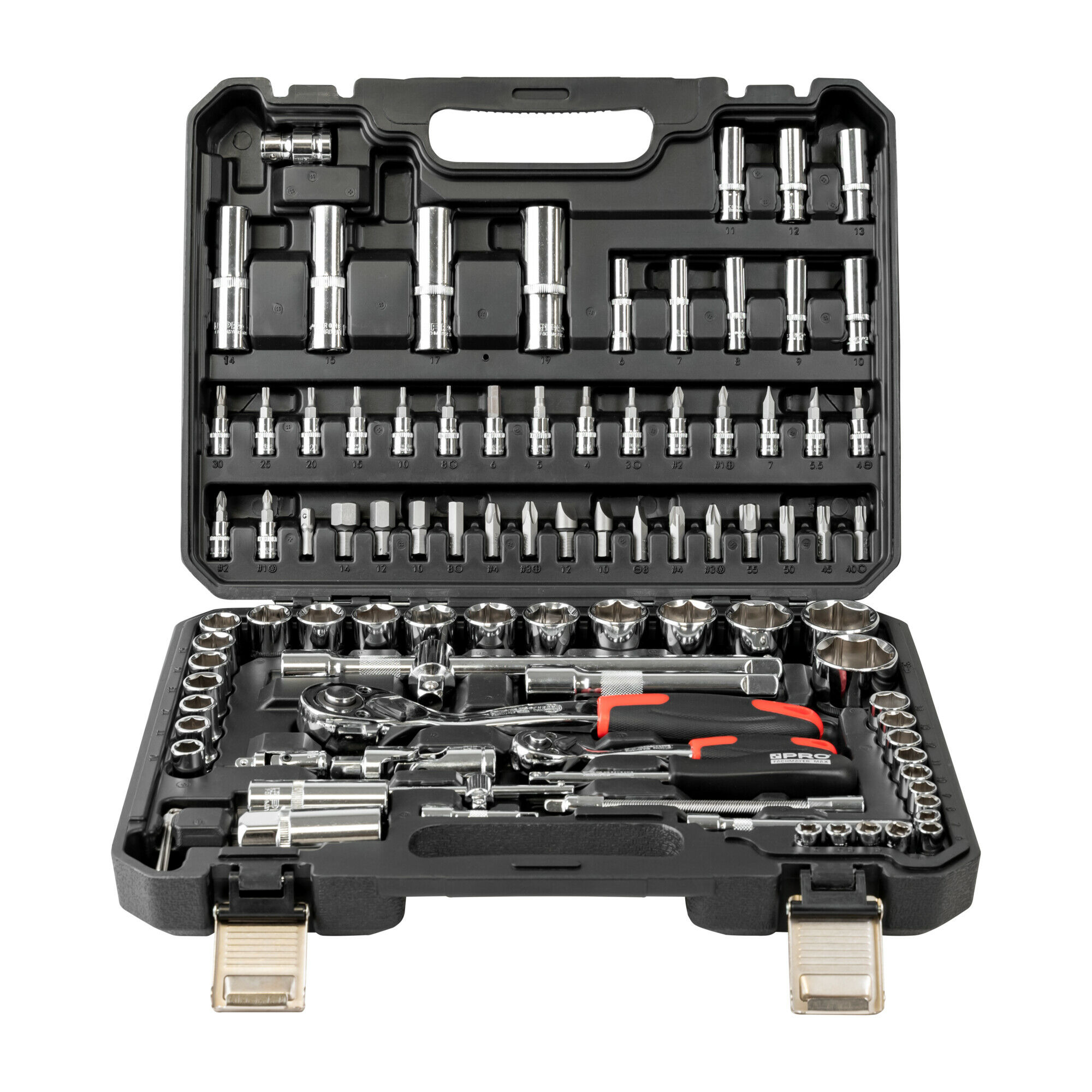 ZESTAW KLUCZY NASADOWYCH Z GRZECHOTKAMI 1/2" i 1/4" 94 SZT CRV