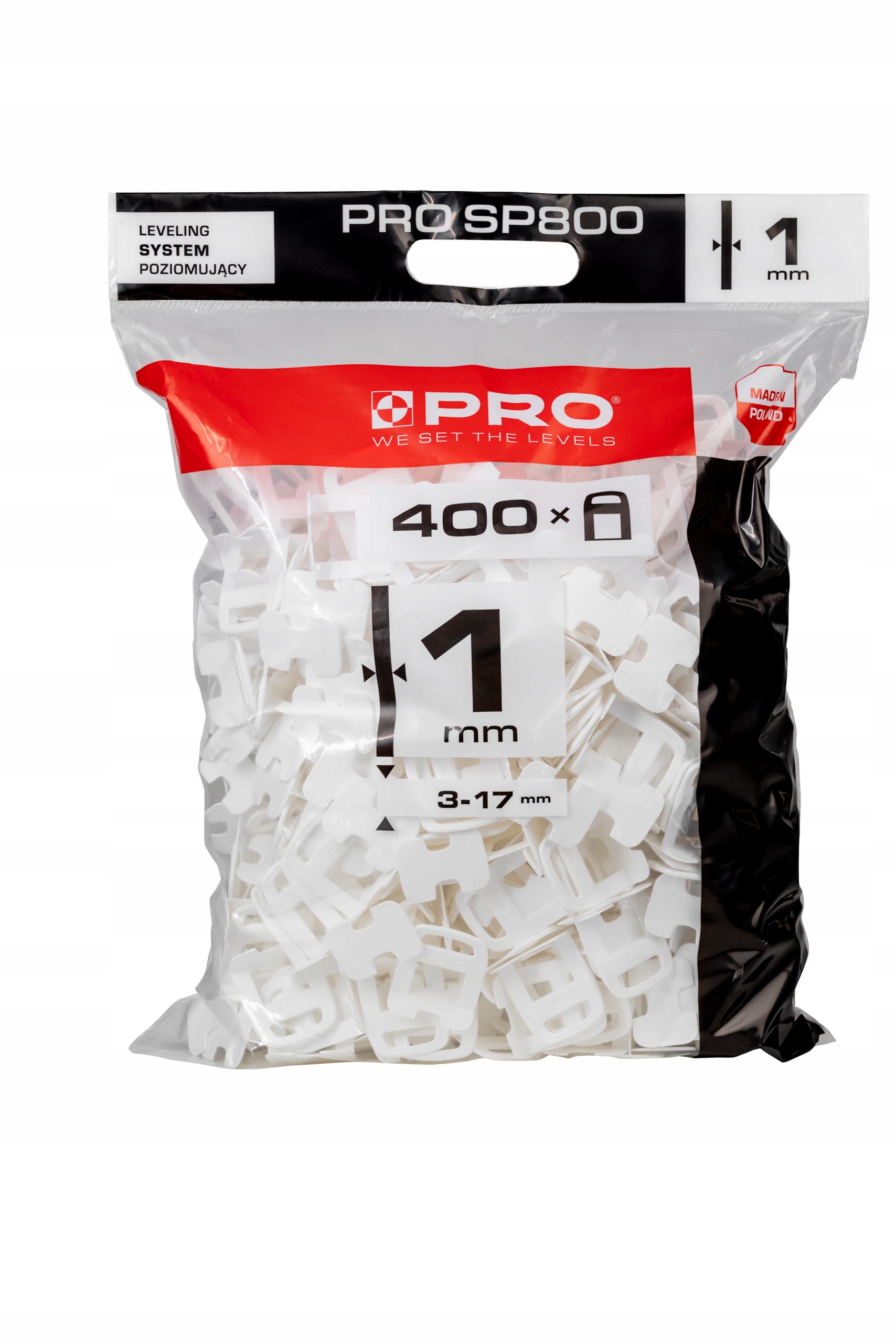 SYSTEM POZIOMUJĄCY PRO-SP 800 1MM KLIPSY 400 SZT WOREK