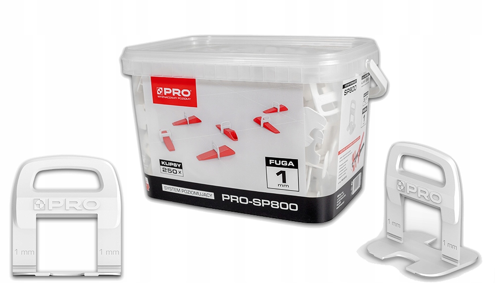 SYSTEM POZIOMUJĄCY PRO-SP 800 1MM KLIPSY 250 SZT WIADRO 5L