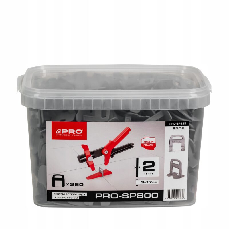 SYSTEM POZIOMUJĄCY PRO-SP 800 2MM KLIPSY 250 SZT WIADRO 5L