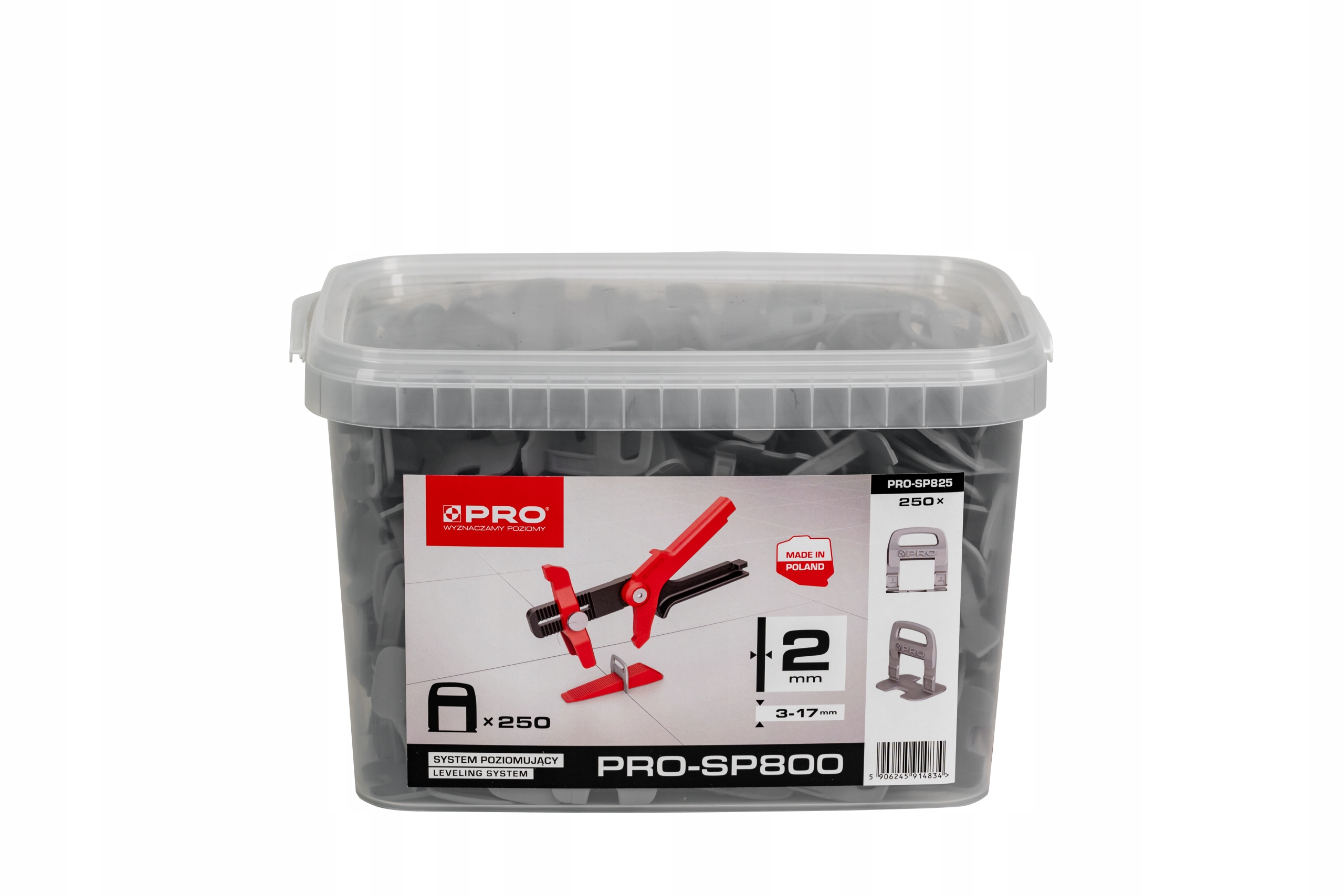SYSTEM POZIOMUJĄCY PRO-SP 800 2MM KLIPSY 250 SZT WIADRO 5L