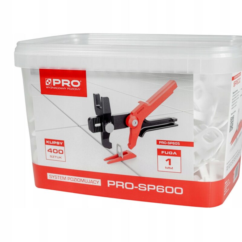 SYSTEM POZIOMUJĄCY PRO-S P 600 1MM KLIPSY 400 SZT + WIADRO 5L