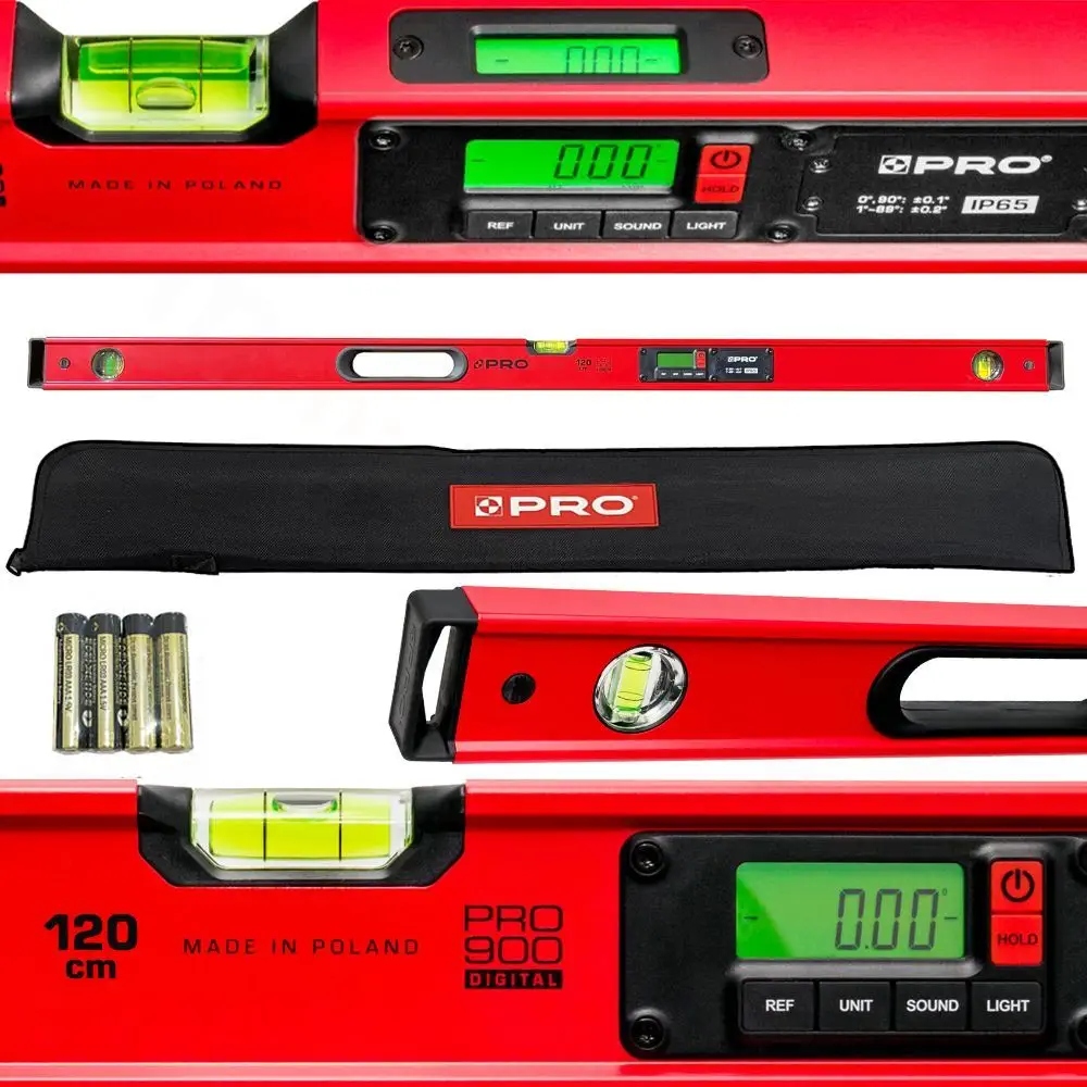 POZIOMNICA ELEKTRONICZNA IP65, PRO900 DIGITAL 80 CM CZERWONA (Z POKROWCEM)