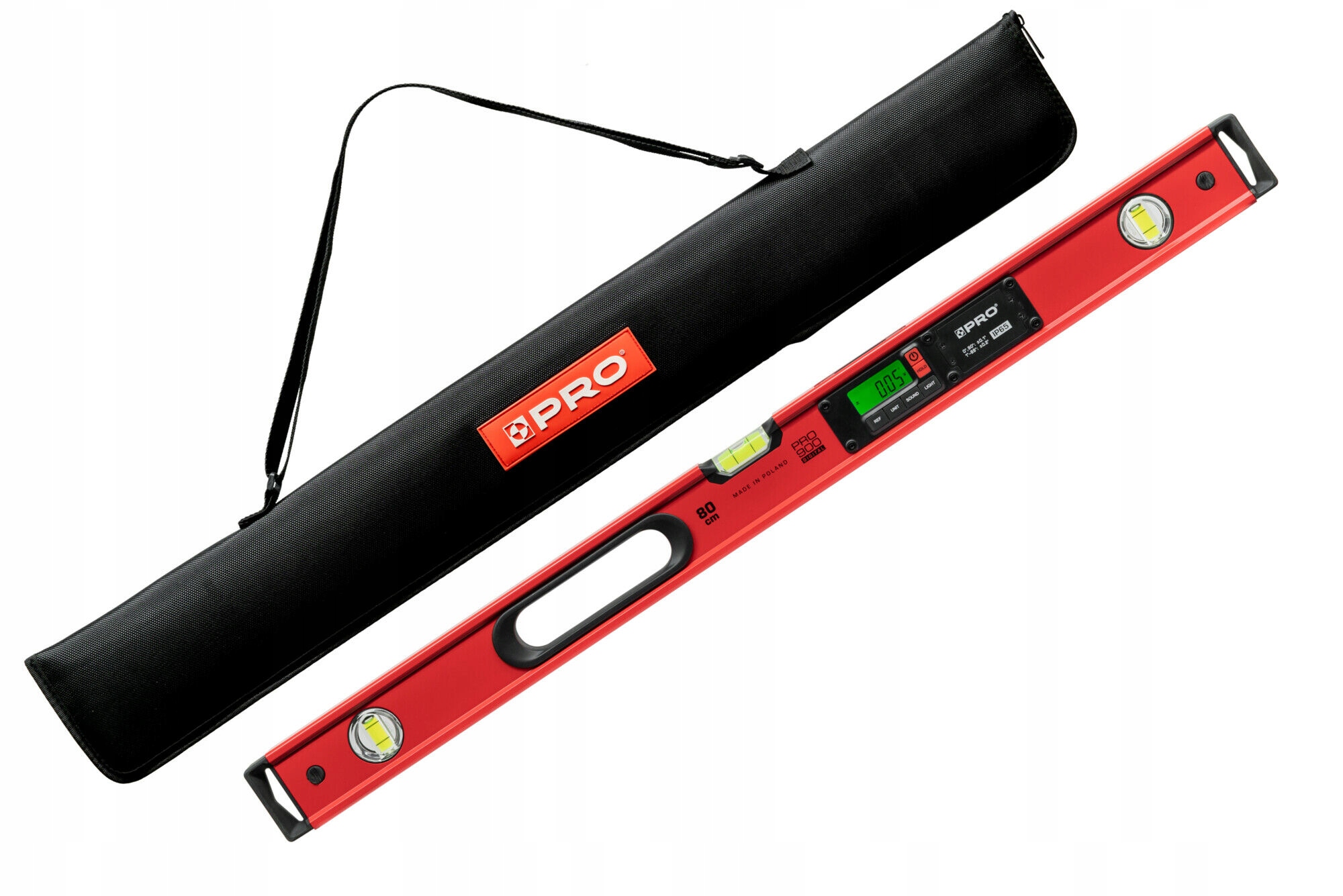POZIOMNICA ELEKTRONICZNA IP65, PRO900 DIGITAL 80 CM CZERWONA (Z POKROWCEM)